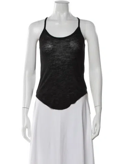 Pre-owned Frances De Lourdes Scoop Neck Sleeveless Top In Black