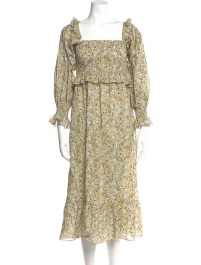 Pre-owned Frances Hart Floral Print Midi Length Dress In Multi