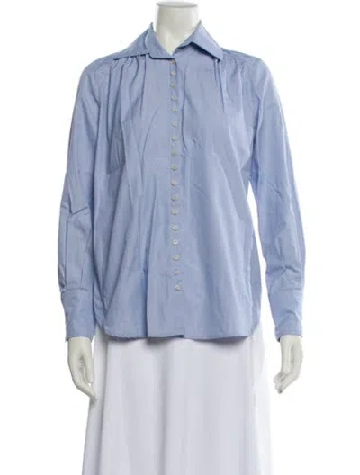 Pre-owned Frances Hart Long Sleeve Button-up Top In White