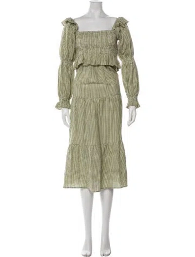 Pre-owned Frances Hart Plaid Print Midi Length Dress