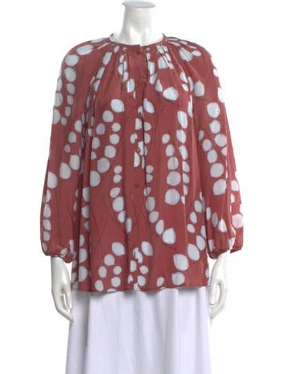 Pre-owned Frances Hart Silk Floral Print Blouse In Pink