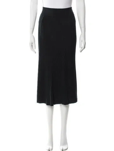 Pre-owned Frances Hart Virgin Wool Midi Length Skirt In Black