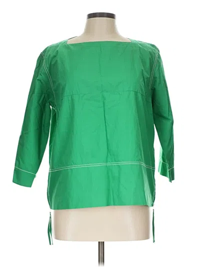 Pre-owned Frances Valentine 3/4 Sleeve Blouse In Green