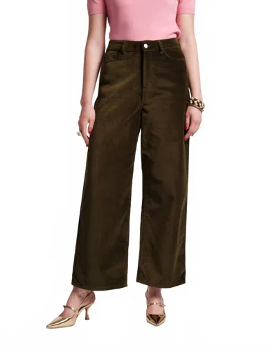 Frances Valentine Ace Velvet Pant In Olive In Brown