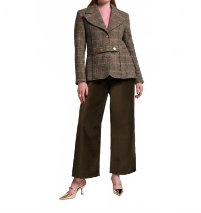 Frances Valentine Ace Velvet Wide Leg Pant In Olive In Green