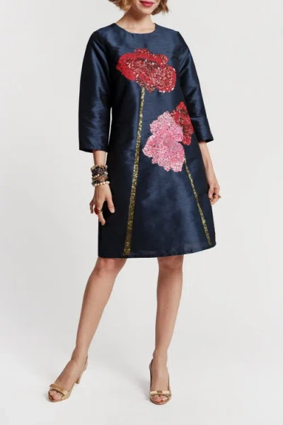 Frances Valentine Alice Dress With Sleeves In Blue