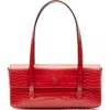 Frances Valentine Amalie Croc Embossed Leather Shoulder Bag In Red