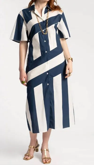 Frances Valentine Amanda Striped Shirtdress In Navy/white Stripe In Blue