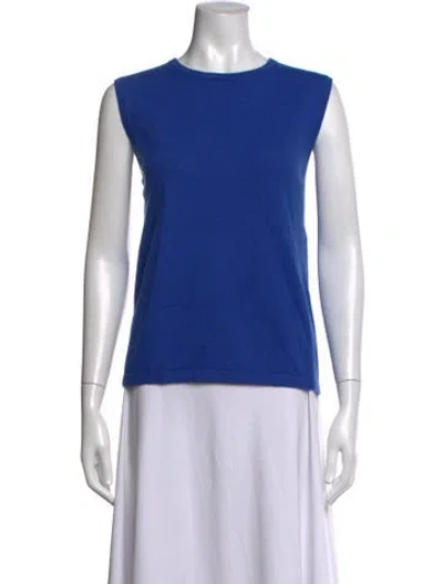 Pre-owned Frances Valentine Angora Crew Neck Top W/ Tags In Blue