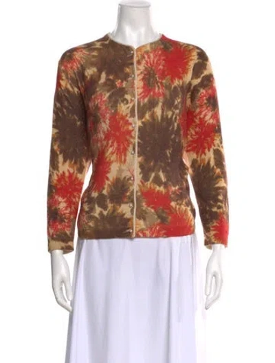 Pre-owned Frances Valentine Angora Floral Print Blouse In Red