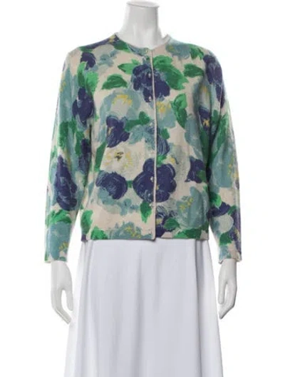 Pre-owned Frances Valentine Angora Floral Print Sweater In Neutral