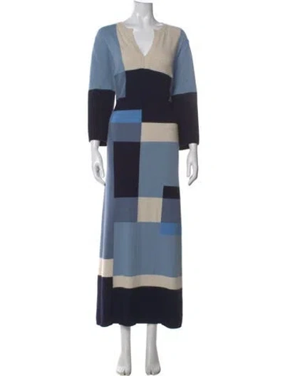 Pre-owned Frances Valentine Angora Long Dress In Blue
