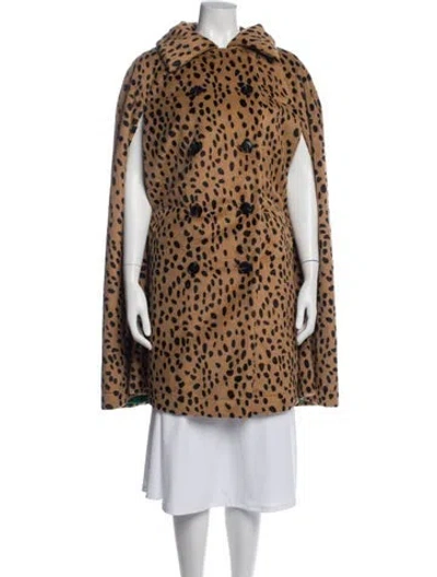 Pre-owned Frances Valentine Animal Print Cape W/ Tags In Brown