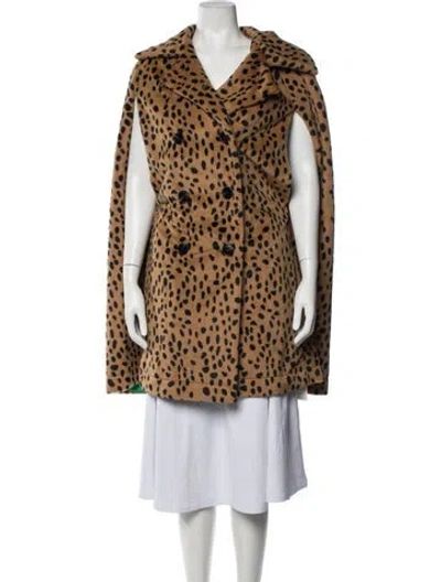 Pre-owned Frances Valentine Animal Print Coat In Brown