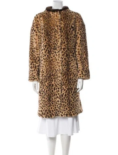 Pre-owned Frances Valentine Animal Print Faux Fur Coat In Orange