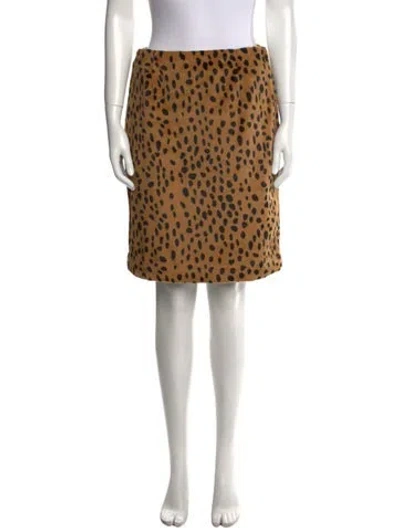 Pre-owned Frances Valentine Animal Print Knee-length Skirt In Brown
