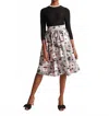 Frances Valentine Barbara Midi Skirt In Poppy Party Silk In Multi