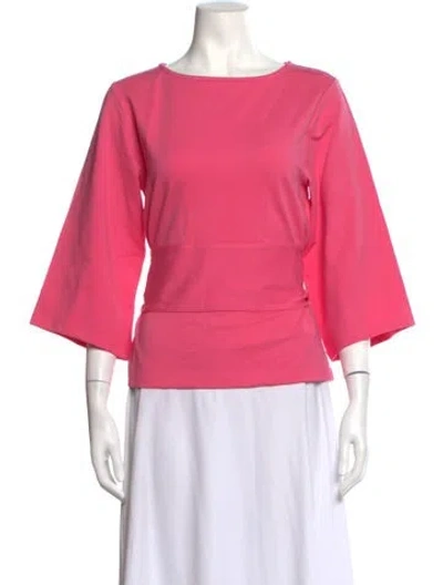 Pre-owned Frances Valentine Bateau Neckline Three-quarter Sleeve Top In Pink