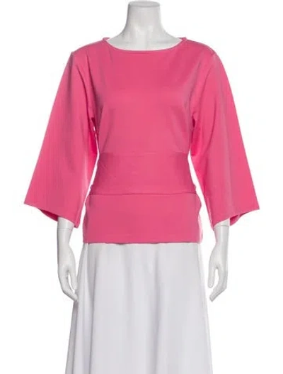 Pre-owned Frances Valentine Bateau Neckline Three-quarter Sleeve Top W/ Tags In Pink