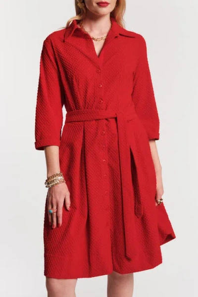 Frances Valentine Bellini Dress Waffle Weave In Red