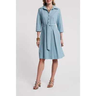 Frances Valentine Bellini Dress Waffle Weave Textured Poly In Blue