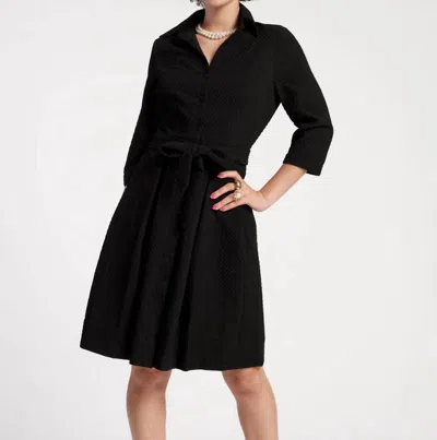 Frances Valentine Bellini Midi Dress Waffle Weave In Black