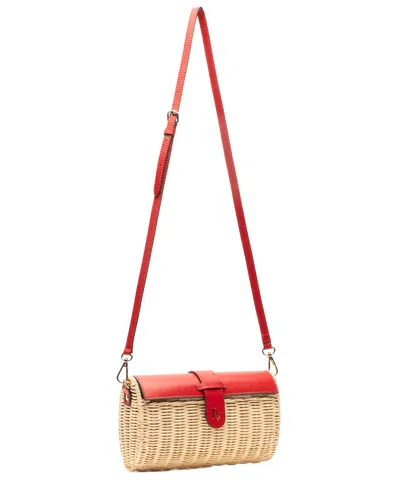 Frances Valentine Betsy Wicker & Leather Crossbody Clutch In Neutral