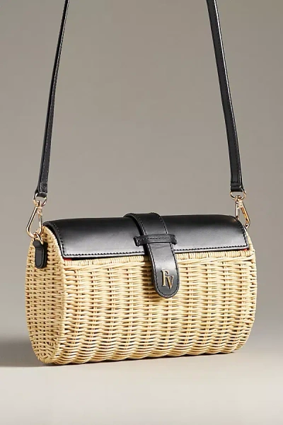 Frances Valentine Betsy Wicker Basket Crossbody Bag In Black