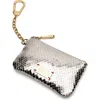 Frances Valentine Bitsy Snakeskin Embossed Metallic Leather Key Chain Card Holder In Gold