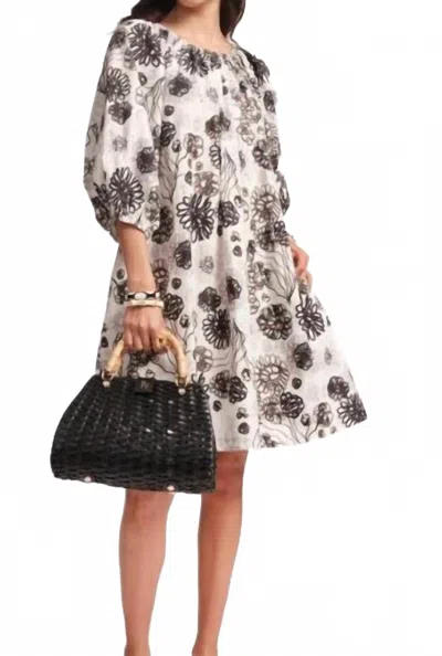 Frances Valentine Black White Flower Dress In Multi