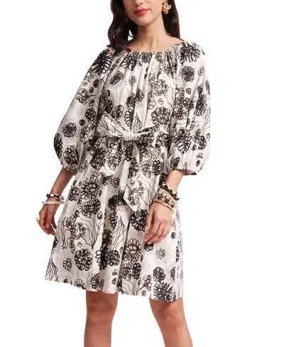 Frances Valentine Bliss Mini Scribble Dress In White/black