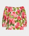 Frances Valentine Bliss Off-shoulder Blouse In Pink Multi