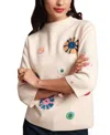 Frances Valentine Bon Bon Sweater In Oyster In Oyster/multi