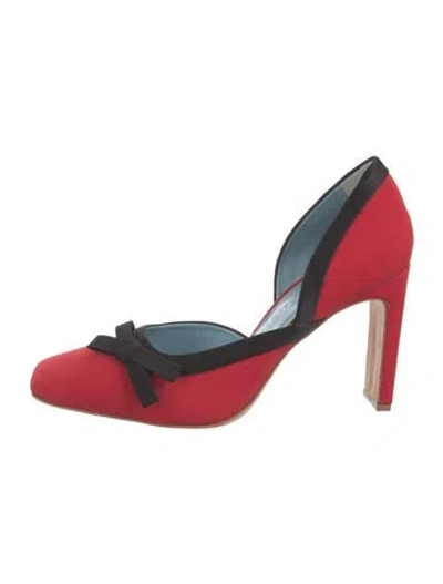 Pre-owned Frances Valentine Bow Accents D'orsay Pumps In Red