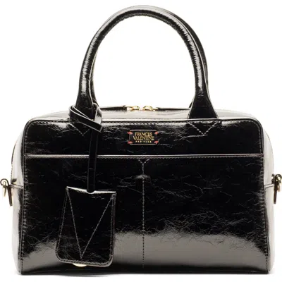Frances Valentine Bunny Crinkle Leather Satchel In Black