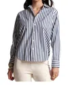 FRANCES VALENTINE BUTTON DOWN STRIPE SHIRT IN STRIPE NAVY/WHITE