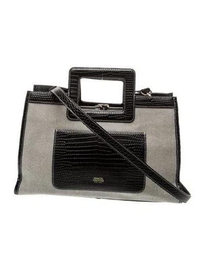 Pre-owned Frances Valentine Canvas Top Handle Bag In Black/neutrals