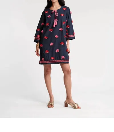 FRANCES VALENTINE CAPRI 3/4 SLEEVES TUNIC IN NAVY/PINK
