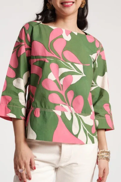 Frances Valentine Carly Top Modern Palm In Green