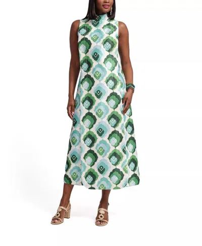 Frances Valentine Carlyle Maxi Dress In Graphic Leaf In Green