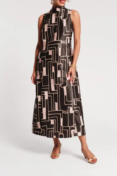 Frances Valentine Carlyle Maxi Dress Topiary Maze In Black