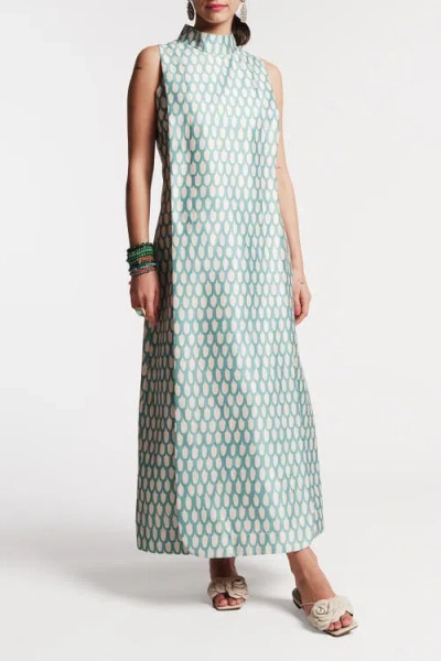 Frances Valentine Carlyle Maxi Loop Print Dress In Blue