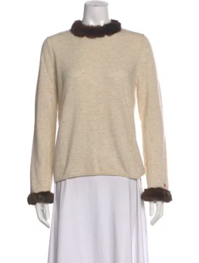 Pre-owned Frances Valentine Cashmere Mock Neck Sweater In Neutral