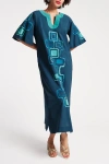 Frances Valentine Charming Jetson Caftan Maxi Dress In Blue In Blue