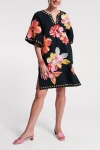 FRANCES VALENTINE FRANCES VALENTINE CHARMING CAFTAN MINI SUN FLORAL COTTON LINEN