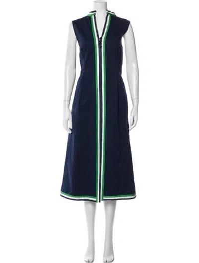 Pre-owned Frances Valentine Colorblock Pattern Coat In Blue