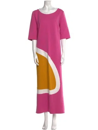 Pre-owned Frances Valentine Colorblock Pattern Long Dress In Pink