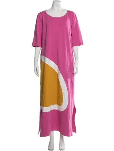 Pre-owned Frances Valentine Colorblock Pattern Long Dress In Pink
