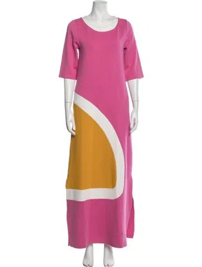 Pre-owned Frances Valentine Colorblock Pattern Long Dress In Pink