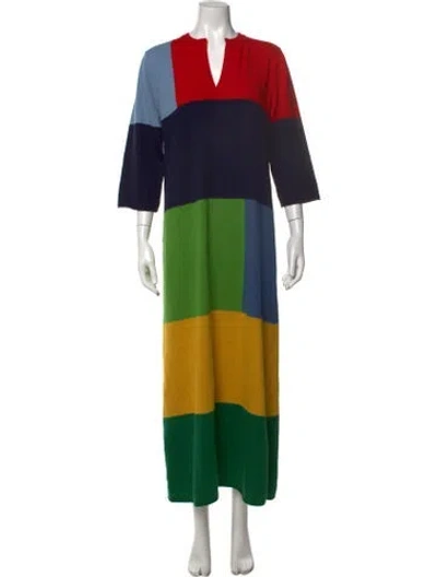 Pre-owned Frances Valentine Colorblock Pattern Long Dress W/ Tags In Red